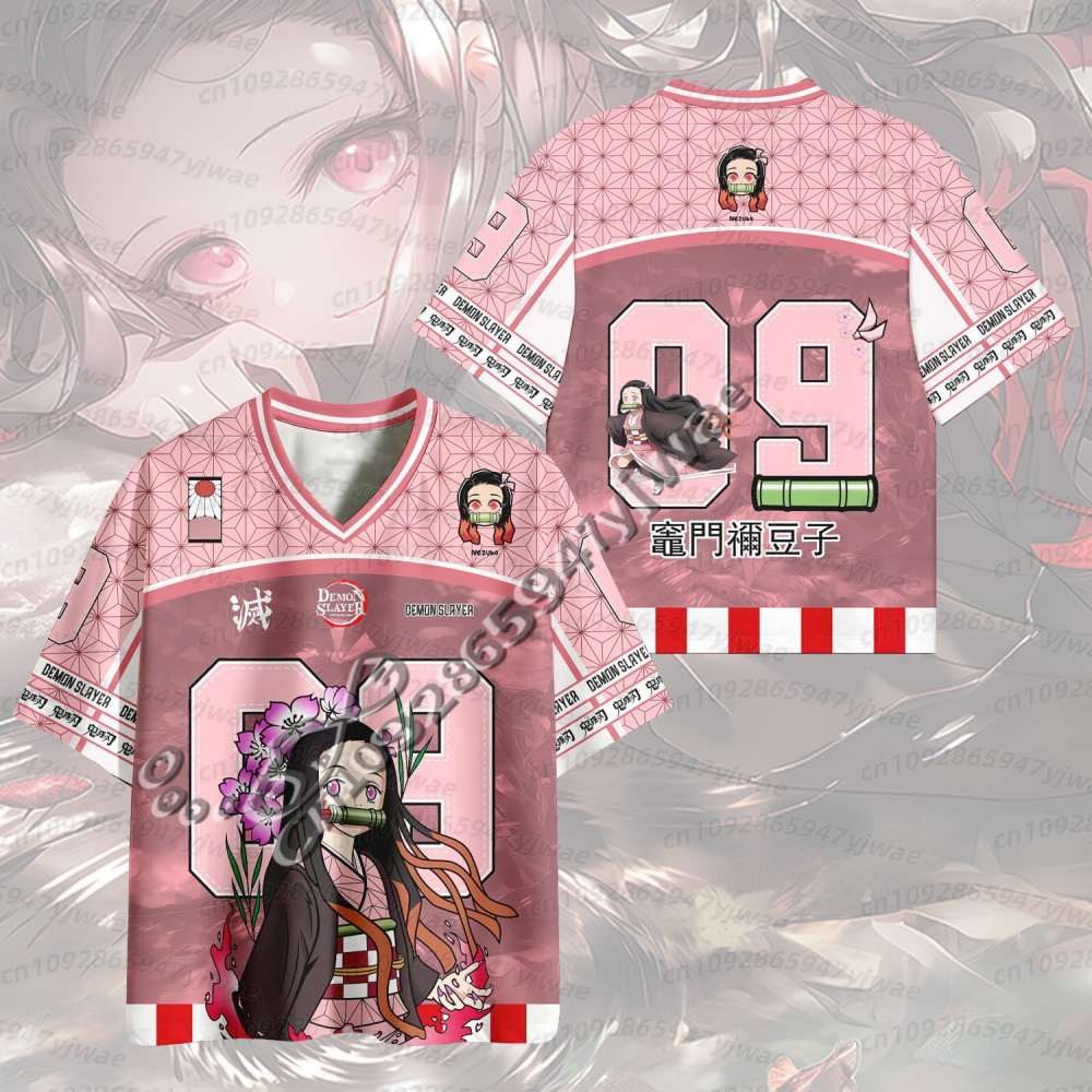 Korean Lifestyle - 2026年トレンドの鬼滅の刃アニメシリーズナンバージャージー、オーバーサイズデイリーユニセックスTシャツ、レトロ韓国スタイル野球ホッケーメンズTシャツ